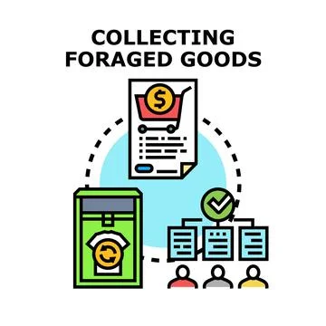 Collecting foraged goods concept vector icon illustration Stock Illustration