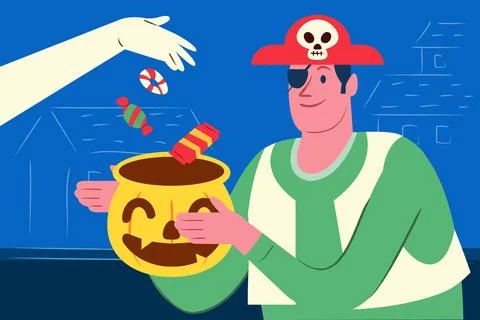 Collecting Halloween Candy Stock Illustration