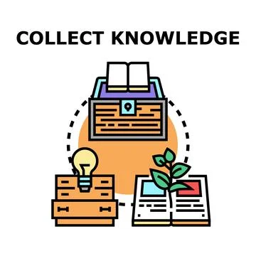 Collecting knowledge, learning, and idea generation process Stock Illustration