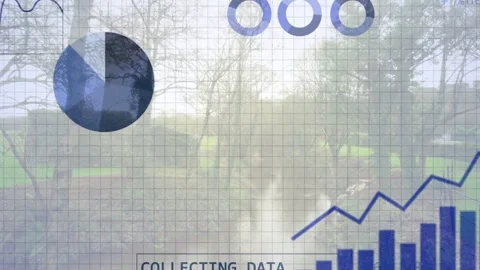 Collecting label appearing, data overlay reconfiguring charts, filling graphs, Stock Footage 335651671