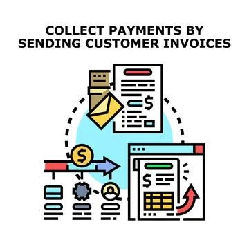 Collecting online payments using electronic invoices process Stock Illustration