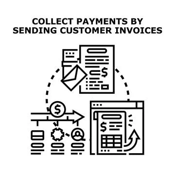 Collecting online payments using electronic invoices process Stock Illustration