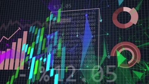 Collecting overlay appearing, candlestick bars rising and shifting, panel Stock Footage 334884040