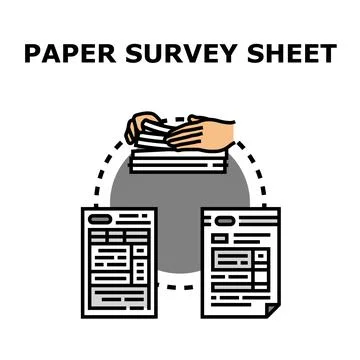 Collecting paper survey sheets for data analysis Stock Illustration