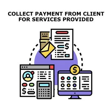 Collecting payment from client for services provided concept Illustrazione stock