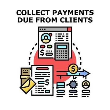 Collecting payments due from clients administration concept Stock Illustration