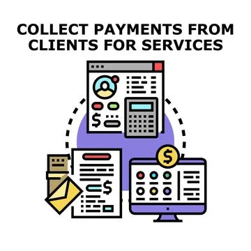 Collecting payments for services from clients concept Stock Illustration