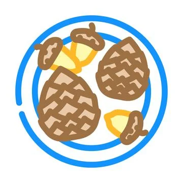 Collecting pinecones acorns color icon vector illustration Stock Illustration