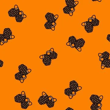 Collecting pinecones acorns vector seamless pattern Stock Illustration