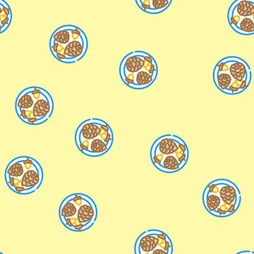 Collecting pinecones acorns vector seamless pattern Stock Illustration