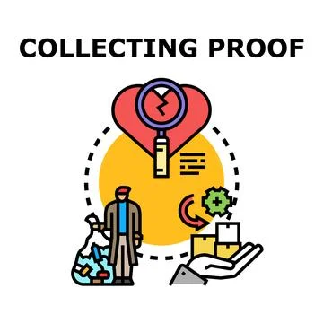 Collecting proof exploring concepts of evidence and investigation Stock Illustration