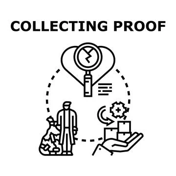 Collecting proof exploring concepts of evidence and investigation Stock Illustration