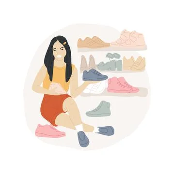 Collecting shoes abstract concept vector illustration. Stock Illustration
