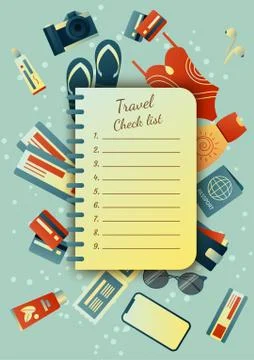 Collecting a suitcase on a trip: clothes, documents, equipment. Travel stuff Stock Illustration