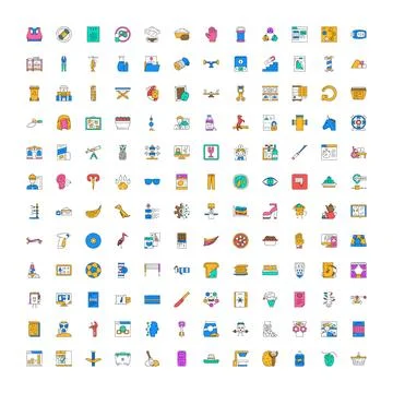 Collecting user interface line icons for mobile applications Stock Illustration
