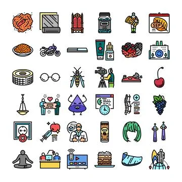 Collecting various elements diverse symbols and objects design Ilustración de archivo
