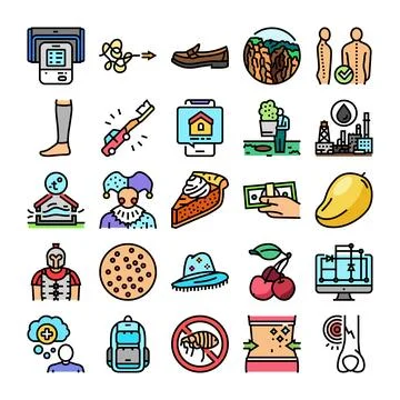 Collecting various objects and concepts loop vector icons set Stock Illustration