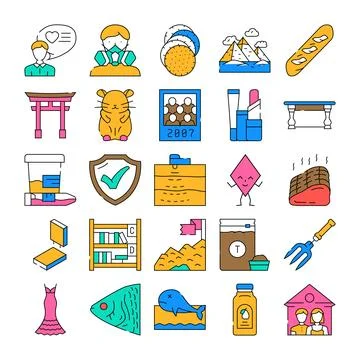 Collecting various objects and lifestyle symbols icons Stock Illustration