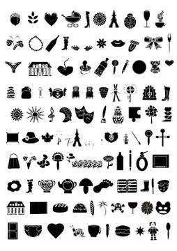 Collection of 100  elements vector Stock Illustration