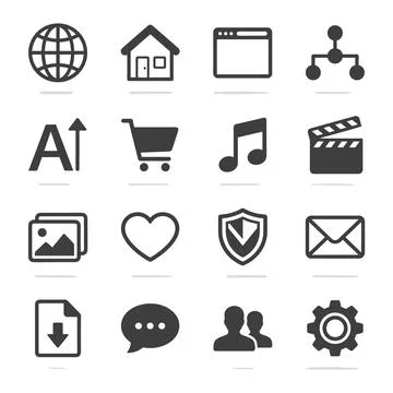 Collection of 12 essential flat design icons for web and mobile application.. Stock Illustration