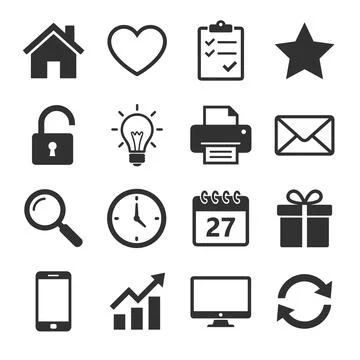 Collection of 16 flat design icons for web and mobile applications, includi.. Stock Illustration