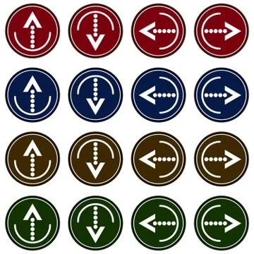 Collection of 16 isolated vector icons - arrows (up, down, left, right) Stock Illustration