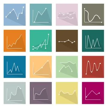 Collection of 16 Line Chart Icons Banner Ilustración de archivo