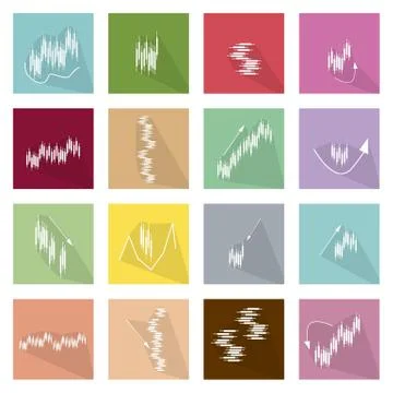 Collection of 16 LinearRegression Chart Icons Ilustración de archivo