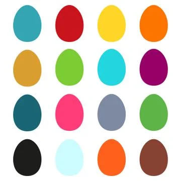 Collection of 16 simple colorful easter eggs Stock Illustration