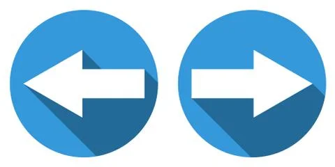 Collection of 2 isolated flat arrows with long shadow Stock Illustration