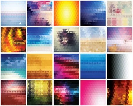 Collection of 20 abstract triangles backgrounds, pattern design, vector illus Illustrazione stock