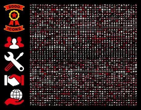 Collection Of 2000 Flat Vector Icons 스톡 일러스트