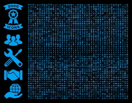 Collection Of 2000 Flat Vector Icons 스톡 일러스트