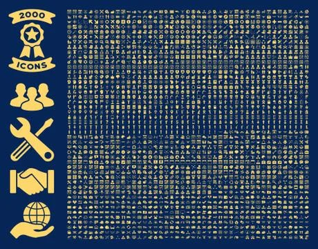 Collection Of 2000 Flat Vector Icons 스톡 일러스트