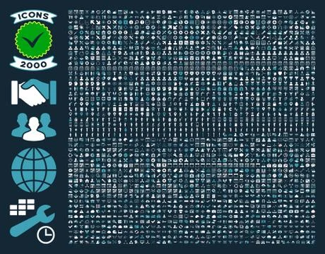 Collection Of 2000 Flat Vector Icons 스톡 일러스트