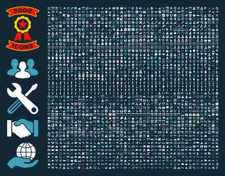 Collection Of 2000 Flat Vector Icons 스톡 일러스트