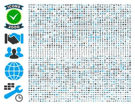 Collection Of 2000 Flat Vector Icons 스톡 일러스트