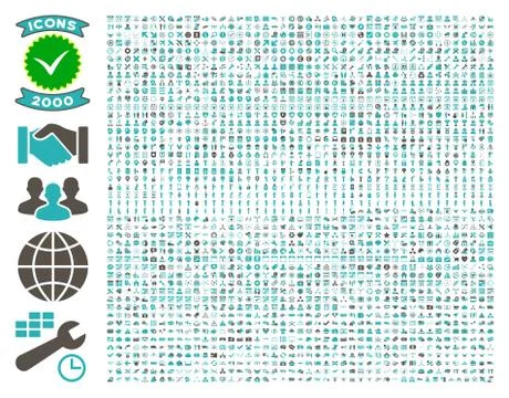 Collection Of 2000 Flat Vector Icons 스톡 일러스트