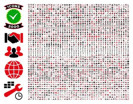 Collection Of 2000 Flat Vector Icons 스톡 일러스트