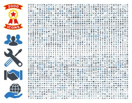 Collection Of 2000 Flat Vector Icons 스톡 일러스트