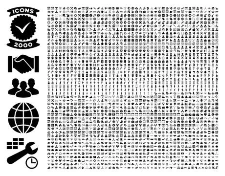 Collection Of 2000 Flat Vector Icons 스톡 일러스트