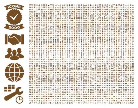 Collection Of 2000 Flat Vector Icons 스톡 일러스트