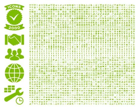 Collection Of 2000 Flat Vector Icons 스톡 일러스트