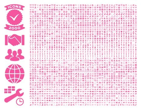 Collection Of 2000 Flat Vector Icons 스톡 일러스트