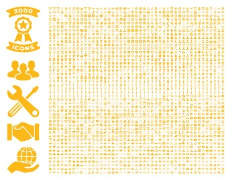 Collection Of 2000 Flat Vector Icons 스톡 일러스트