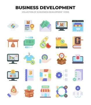 Collection of 25 Business Development Icons. Marketing. Finance. Ecommerce... Illustrazione stock