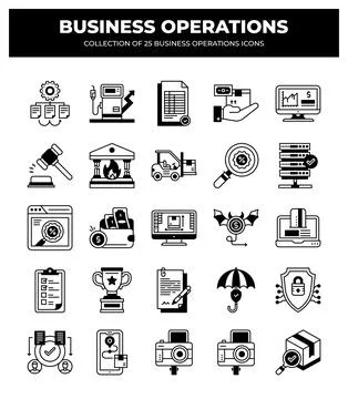 Collection of 25 Business Operations Icons. Streamline Your Workflow Stock Illustration