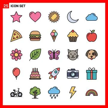 Collection of 25 Flat Icons for Various Themes. Иллюстрация