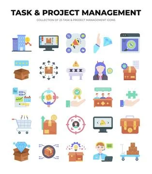 Collection of 25 Task &amp; Project Management Icons 스톡 일러스트