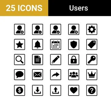 Collection of 25 user interface icons for web and mobile applications, incl.. Stock Illustration